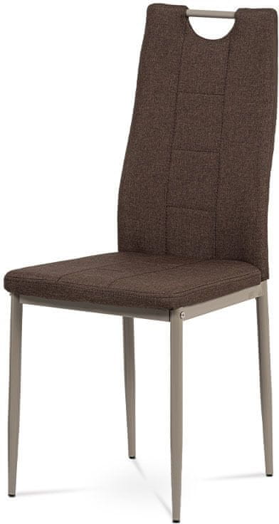 Autronic Jedálenská stolička, hnedá látka, kov cappuccino lesk DCL-393 BR2